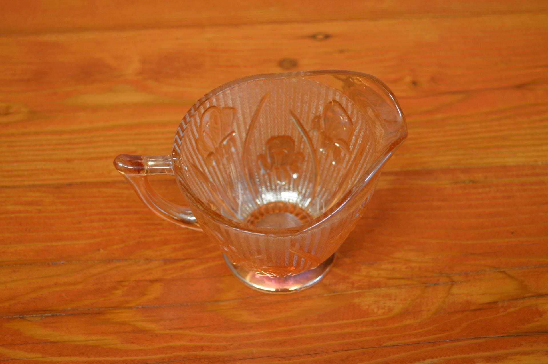 Vintage Iris and Herringbone Creamer Iridescent Marigold