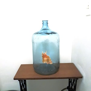 Vintage Arrowhead Puritas blue glass 5 gallon jug bottle Carboy 