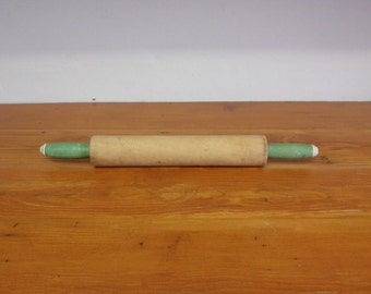 Vintage green handle rolling pin vintage wood rolling pin