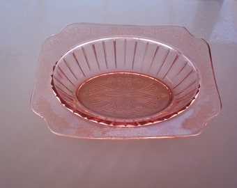 Vintage Jeannette Adam pink depression glass oval vegetable serving bowl