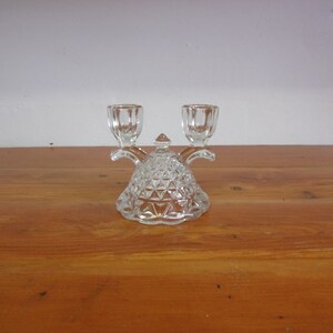 Vintage Imperial Glass crystal double arm candle holders in Lace Edge 1B