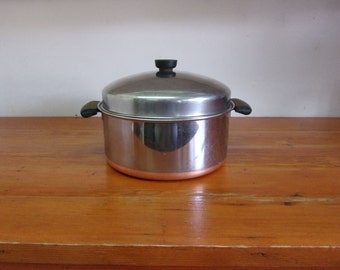 Vintage Revere Ware 6 Quart Copper Bottom Dutch Oven Stockpot 001