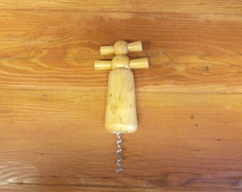 Vintage Wood Corkscrew with wood bell