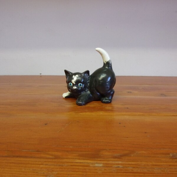 Vintage Holland Mold Cat Figurine Black and White kitten