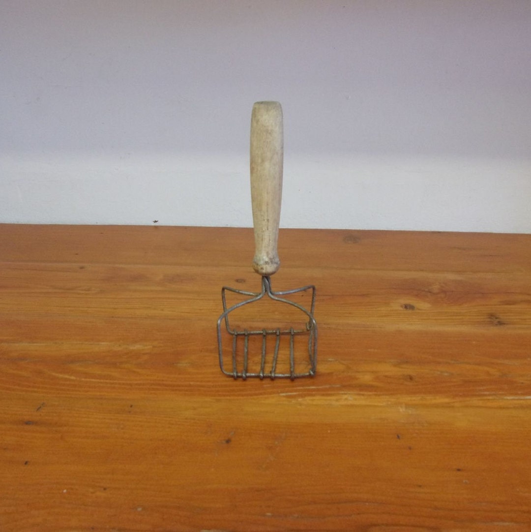 Antique Vintage Potato Masher Square Head With Wood Handle Etsy
