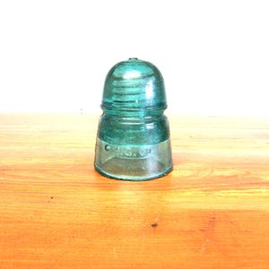 Vintage HG Co aqua green glass insulator collectible glass paper weight home decor