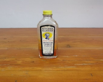 Vintage Kitchen Klatter Orange Flavor Extract Bottle apothecary glass jar kitchen decor