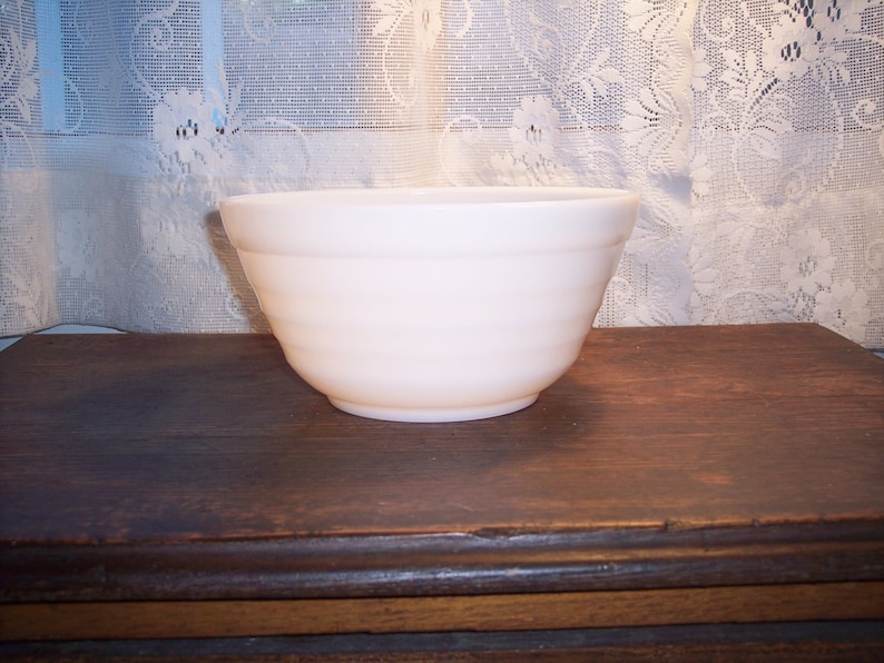 Vintage Hazel Atlas Platonite, Depression Glass, large mixing bowl, white, milk glass image 1