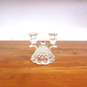 Vintage Imperial Glass crystal double arm candle holders in Lace Edge 1A