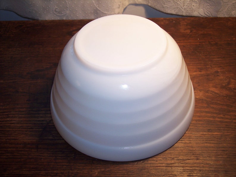 Vintage Hazel Atlas Platonite, Depression Glass, large mixing bowl, white, milk glass image 4