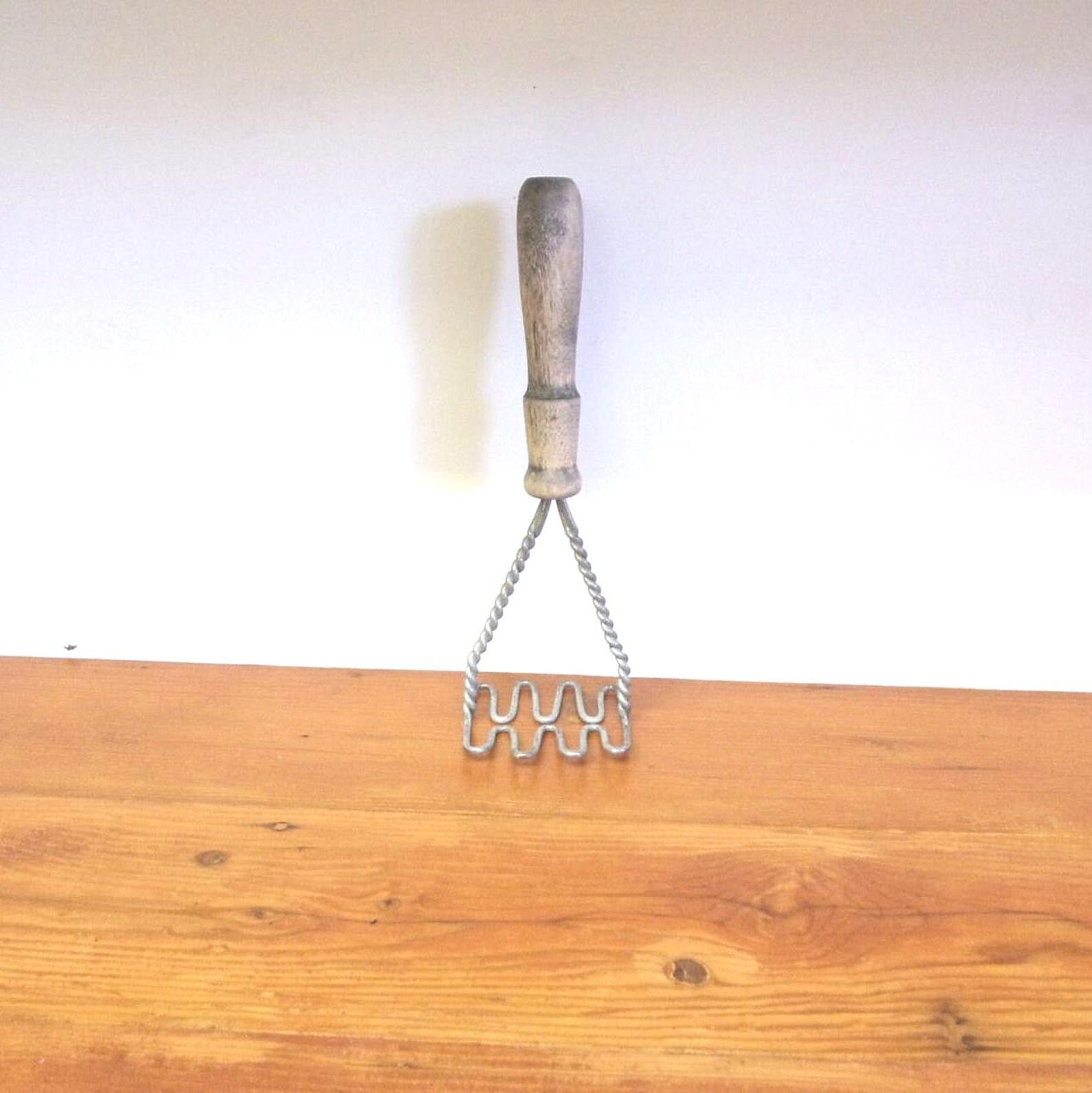 Antique Vintage Potato Masher Wood Handle Braided Wire - Etsy