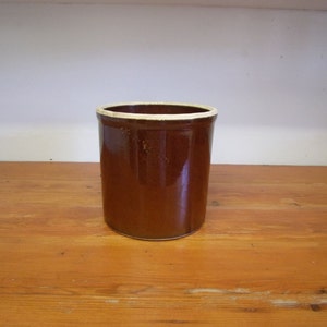 Antique Vintage Stoneware Crock Brown Glaze