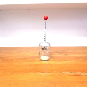 Vintage Hazel Atlas red knob handle food chopper kitchen gadget, retro kitchen tools