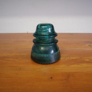 Vintage Hemingray 42 aqua green glass insulator collectible glass paper weight home decor