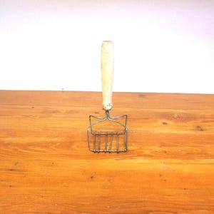 Antique Vintage Potato Masher Square Head with Wood Handle