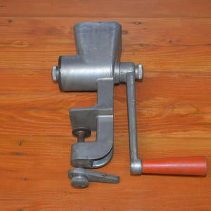 Vintage meat grinder Stanat table mount clamp on meat grinder old primitive kitchen tools gadgets