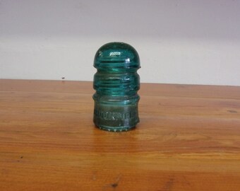 Vintage Brookfield New York aqua green glass insulator collectible glass paper weight home decor