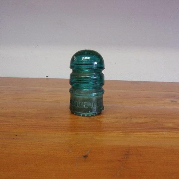 Vintage Brookfield New York aqua green glass insulator collectible glass paper weight home decor