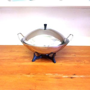 Vintage Farberware Electric Wok Fry Pan Aluminum Clad Stainless Steel