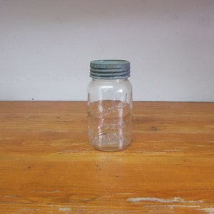 Vintage Improved Gem Made in Canada Mason Jar with metal band and glass lid 013