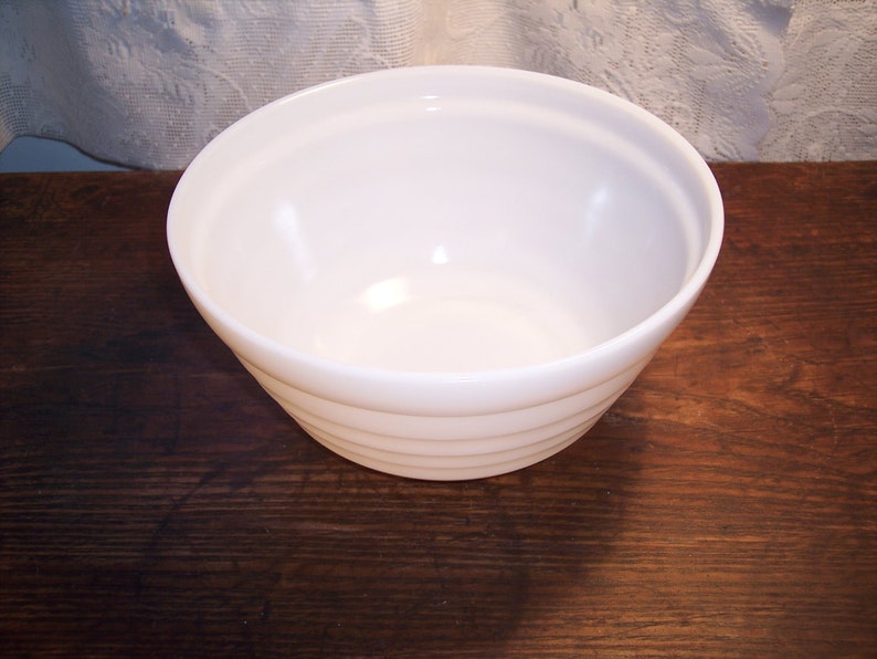 Vintage Hazel Atlas Platonite, Depression Glass, large mixing bowl, white, milk glass image 2