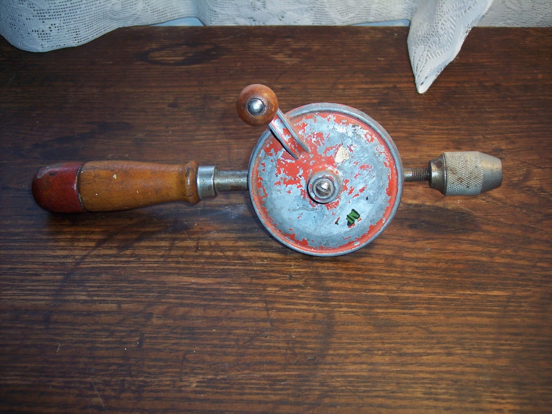 Vintage Hand Drill Egg Beater Drill Collectible Antique Tool Rustic