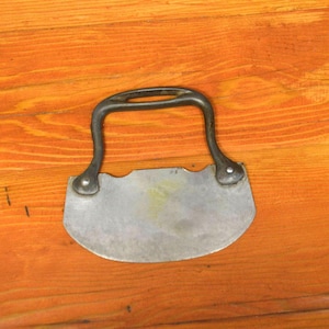 Antique primitive food chopper steel blade with cast iron handle
