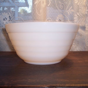 Vintage Hazel Atlas Platonite, Depression Glass, large mixing bowl, white, milk glass image 3