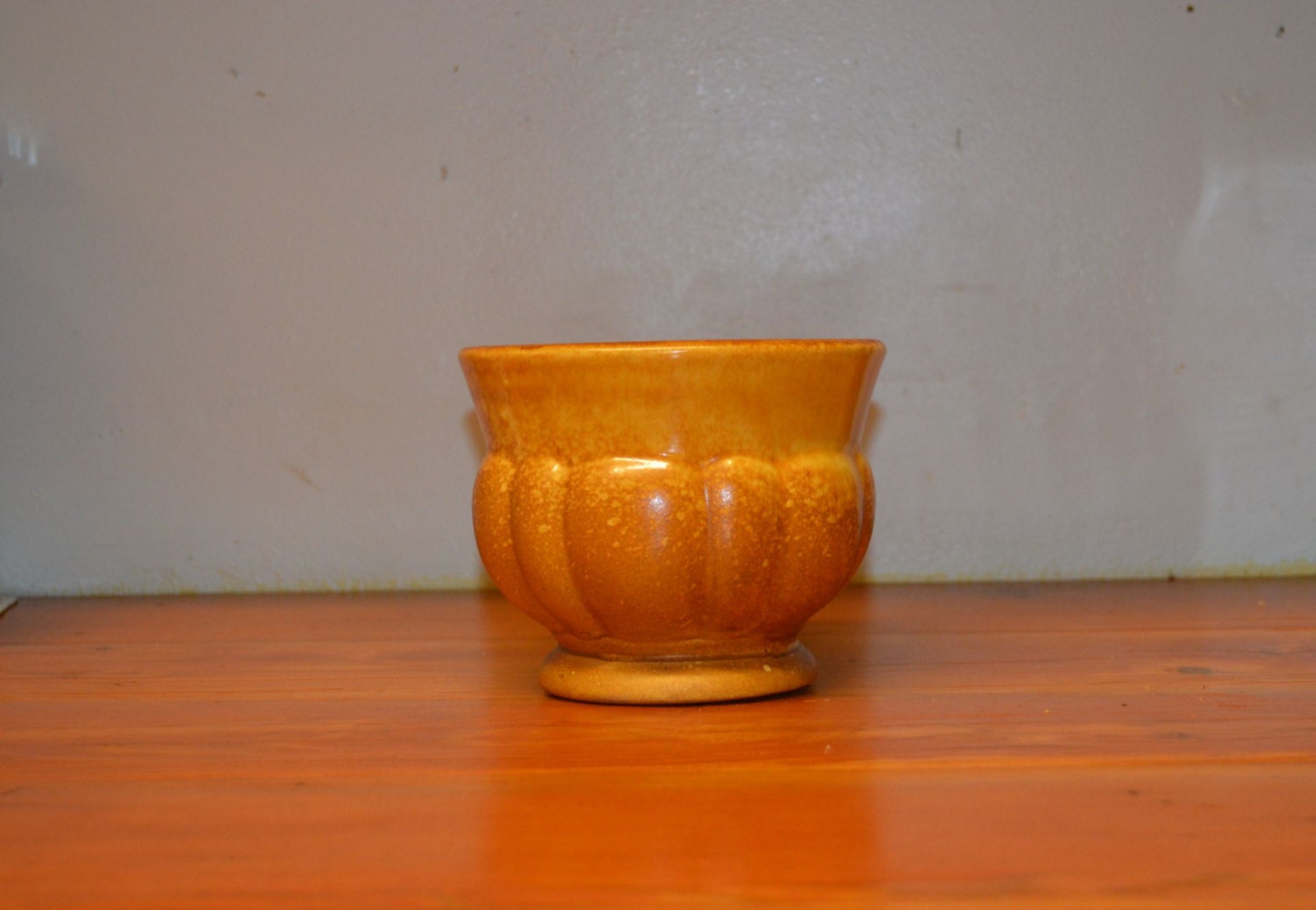 Vintage Haeger pottery planter flower pot orange sponge drip Etsy