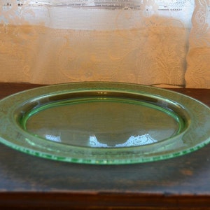 vintage Fostoria Royal Green Etch 273 assiette à gâteau en verre dépression assiette à découper WE001 image 4