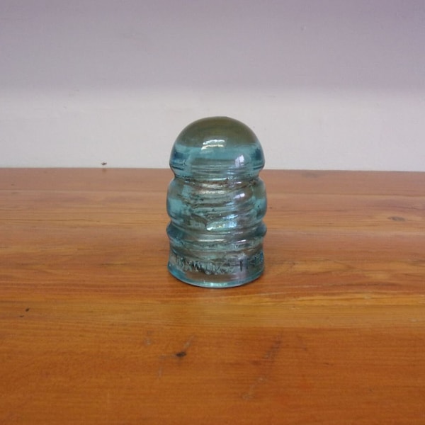 Vintage Brookfield New York aqua blue glass insulator collectible glass paper weight home decor