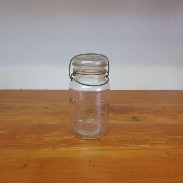 Vintage Hazel Atlas E-Z seal medium bail top canning jar primitive kitchen collectible glass jars