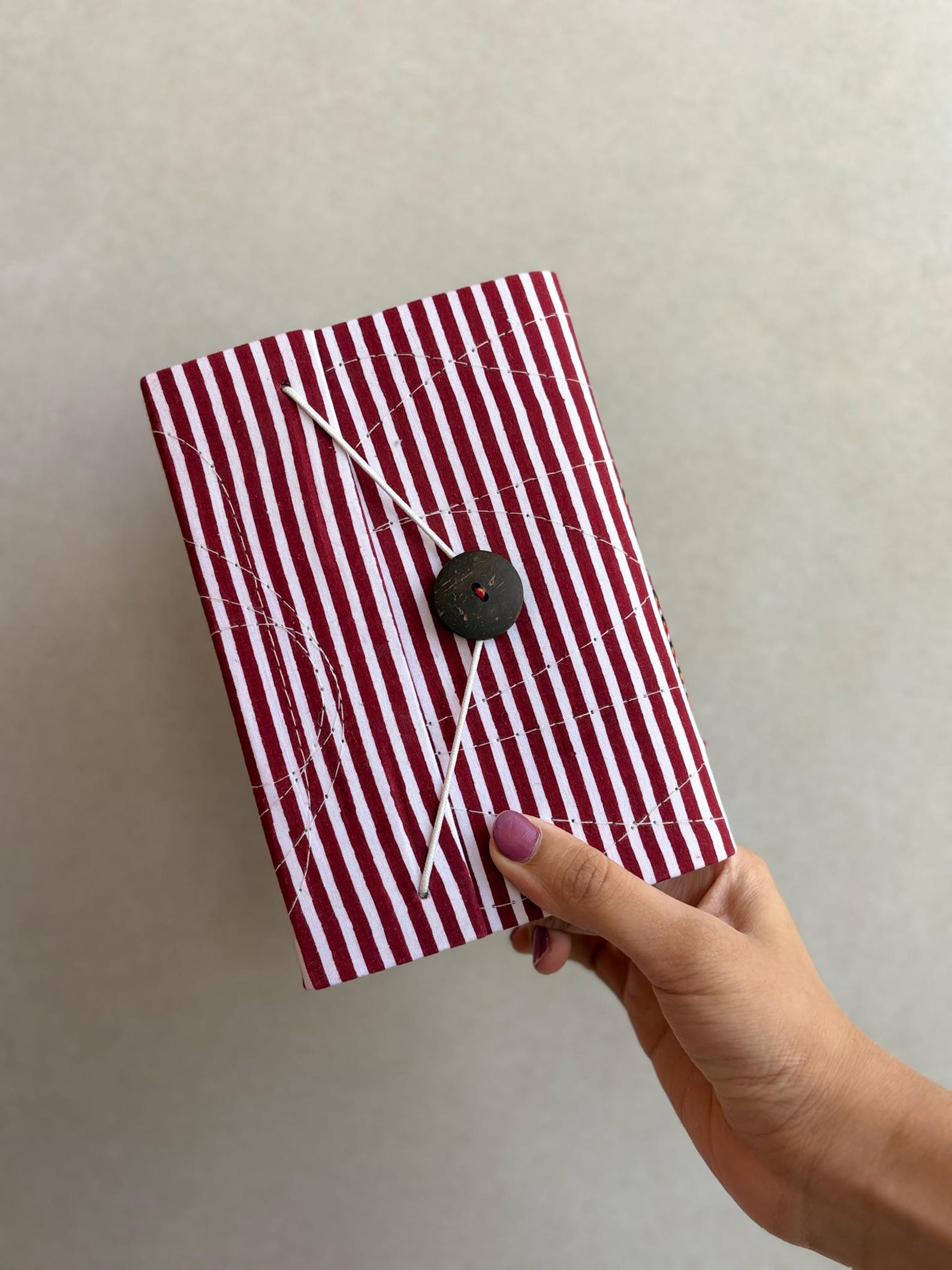 Striped Hand Block Print Notebook