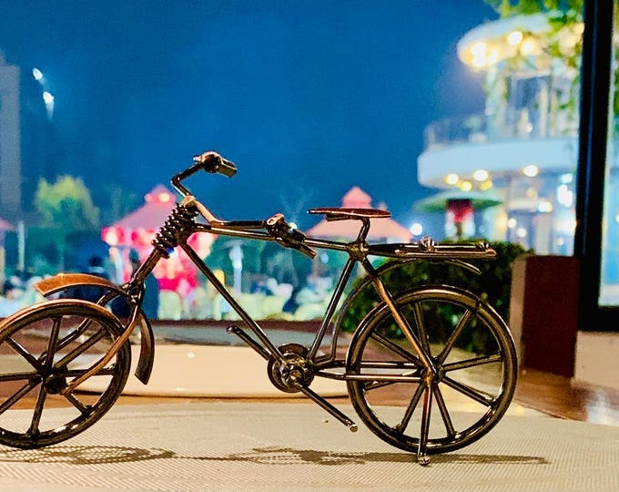 Miniature Bicycle Photography Print | Night Bokeh Wall Art | Vintage Cycle Decor | Printable Art