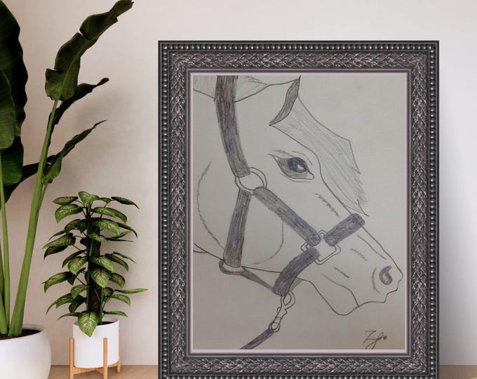Spirit of Stallion | Horse Head Pencil Drawing | Printable Wall Art | Instant Digital Download