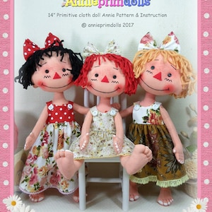 14&quot; Cloth Doll Pattern, Soft Doll Pattern, Primitive Doll Pattern, Raggedy Ann Pattern, PDF Doll Pattern, Digital Download, Instant Download