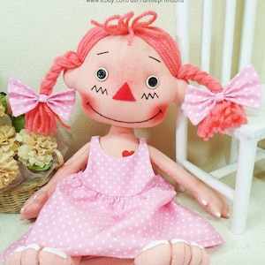 13.5&quot; Pigtails Annie Cloth Rag Doll Pattern,Primitive Doll Pattern, Raggedy Ann Pattern,PDF Doll Pattern, Digital Download, Instant Download