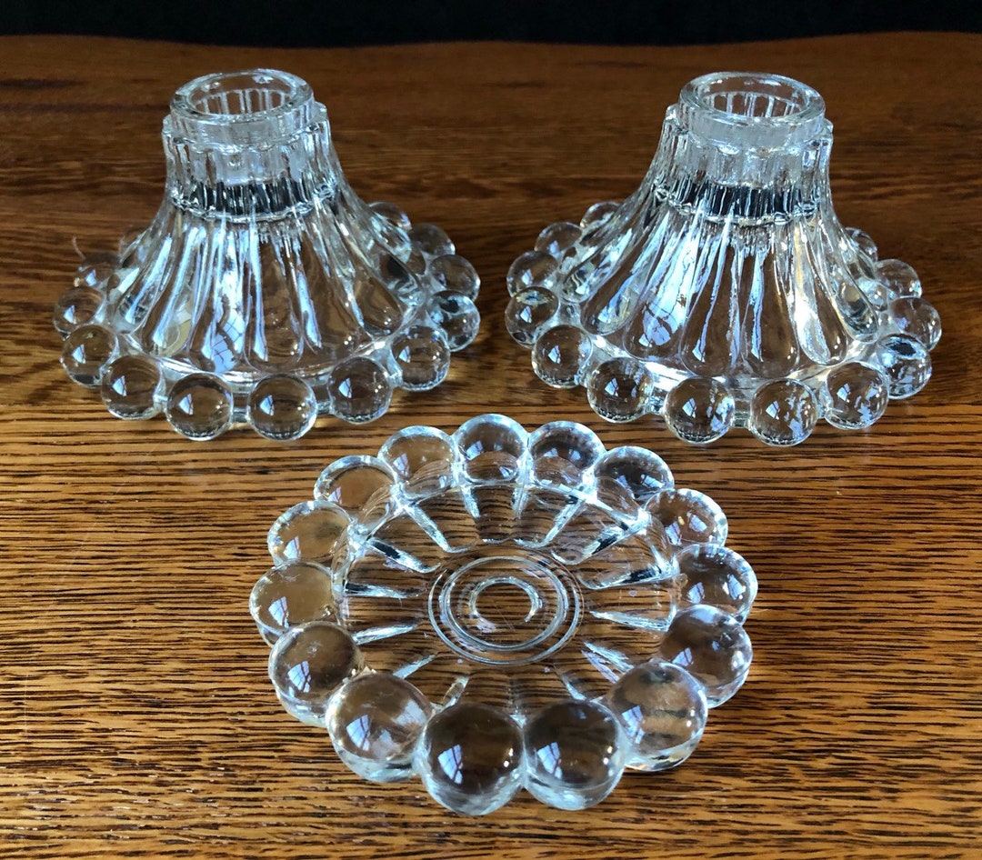 Candlewick Boopie Candlestick Holders Tound Trinket Dish Etsy