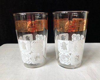 Anchor Hocking - Juice Glasses - Kutchen Aides - White and Gold - 4 Ounce - Set if Two