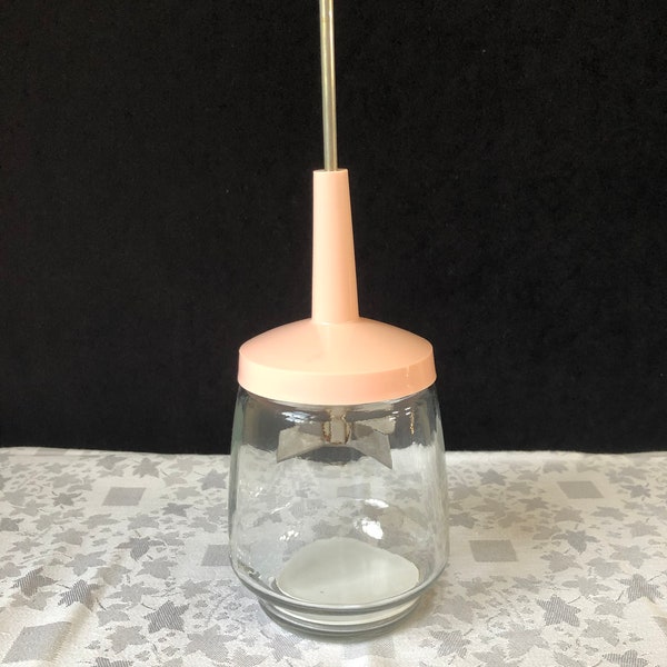 Federal Housewares - Nut Chopper - Clear Glass Pink Plastic Lid - Vintage Kitchen Accessories -