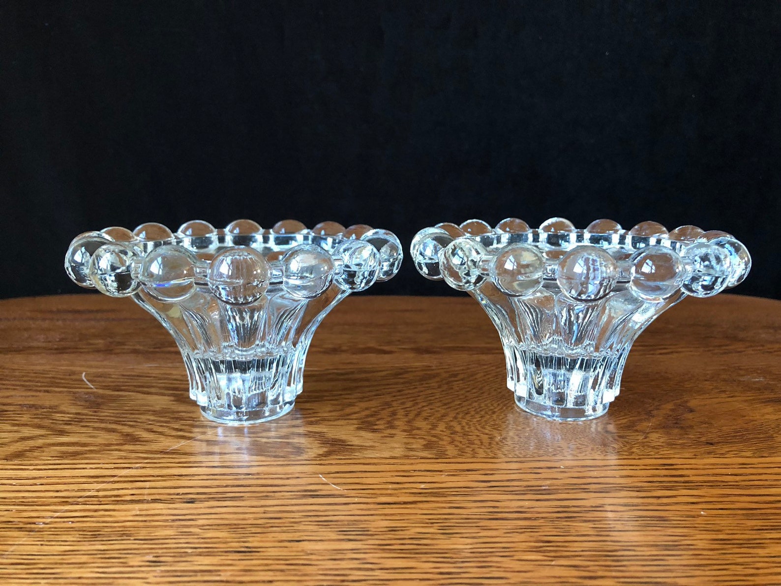 Candlewick Boopie Candlestick Holders Tound Trinket Dish Etsy