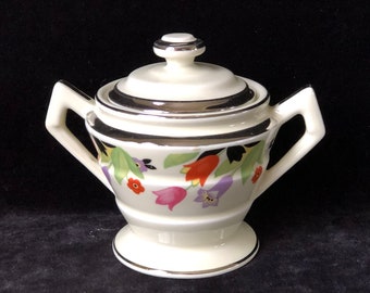 Hall’s Superior Kitchenware - Crocus - Footed Sugar Bowl with Lid - 1950’s Table -