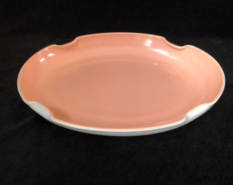 Anchor Hocking - Fire King - Fired-on Peach Vitrock - Flower Garden Tray - Val Scalloped Dish