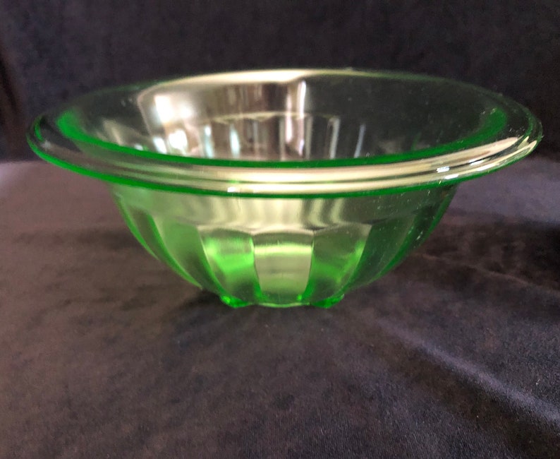 Hazel Atlas Mixing Bowl Uranium Glass Green Ribbed Etsy