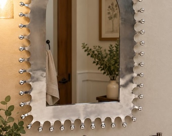 Vintage Inspired Punched Tin Mirror, Hacienda Style Arch Mirror, Handmade Mexican Decor