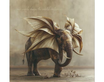 Surreal Elephant Matte Canvas "our words shape the world we live in" | Stretched Wall Art