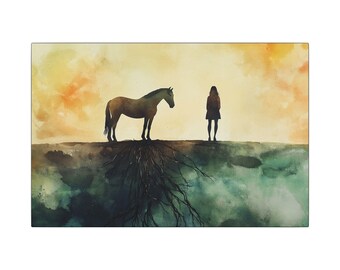 Horse and Girl Silhouette Matte Canvas | Stretched Wall Art
