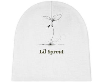 Lil Sprout baby beanie | Seedling illustration newborn hat