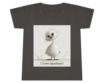 I Love Quackers Duckling T-Shirt | Hand-Drawn Style Fluffy Duckling Tee