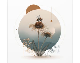 Bee on Coneflower Canvas | Matte Stretched Wall Art
